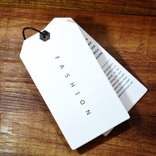 New Arrivals Swing Garment Hang Tags For Clothing VK292 Custom White Coated Paper Full Color Printing 2pcs/Set