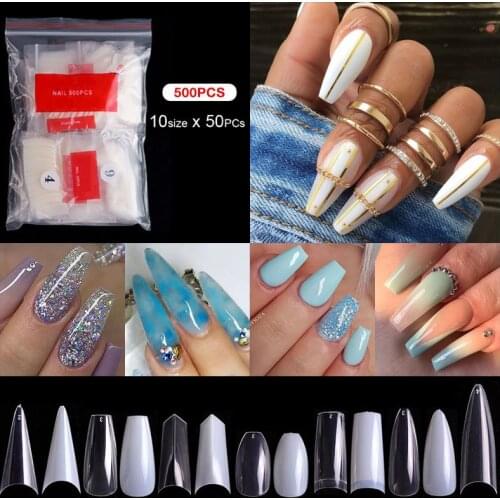 Nail Art French Pointed Nail Seamless Nail Ballet Nail Transparent Nail Toenail Sheet Fake Nails with Designs Nail Tip