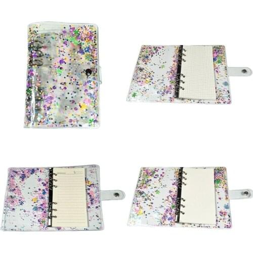 A5 A6 Glitter Sequins Loose Leaf Binder Notebook Cover Stationery School Office M17F
