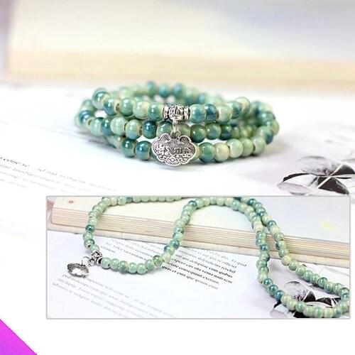 Wholesale 10 Green 3 Circles Ceramic Bracelet Necklace Dual Use Romantic Ladies Bracelet 2 Types Factory Outlet 2021 New