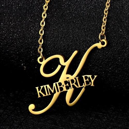 Custom Personalized Name Stainless Steel Necklaces for Women Customized Jewelry Big Initial Letters Nameplate Pendants Necklace