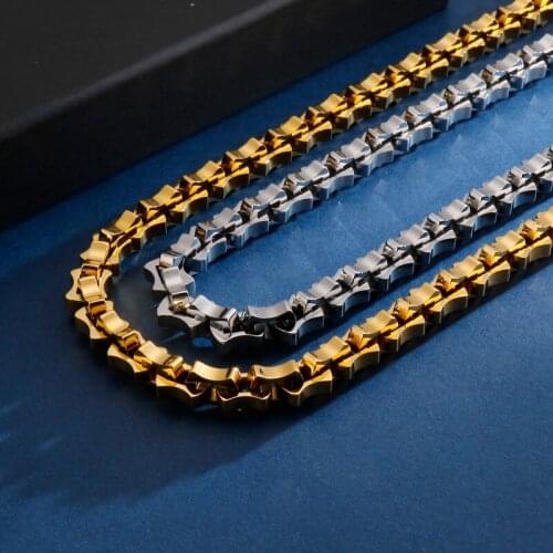 GNAYY Father Gift Mens Fashion JewelryStainless steel Solid Box Interlock Chain necklace 25'' 165g heavywei