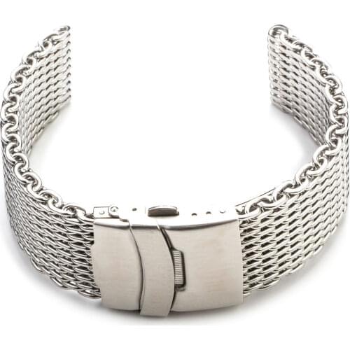 20mm 22m 316L Stainless Steel 4mm Thick Shark Mesh Stainless Steel Watch Band Strap Fit For Breitling Watch