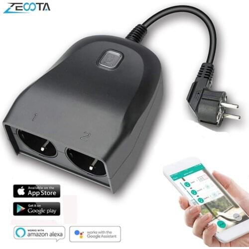 Wifi Smart Plug Power Strip Electrical Extenstion Sockets Dual Outlet Outdoor Weatherproof Wireless Remote by Alexa Google Home