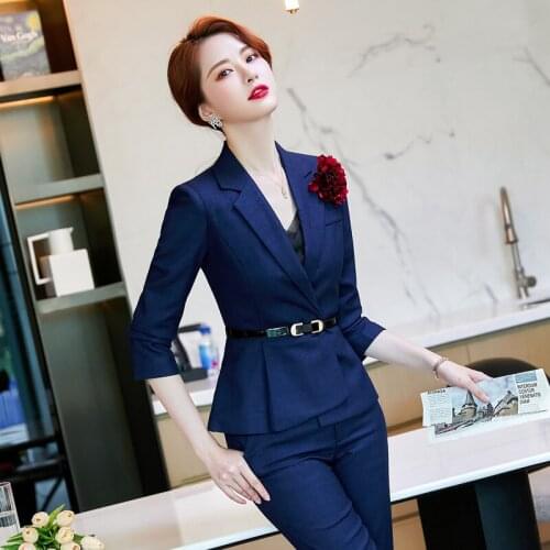High Quality Fabric Formal Women Business Suits Autumn Winter Pantsuits OL Styles Professional Blazers Interview Career Clothing