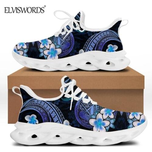 ELVISWORDS Womens Fashion Flex Control Sneaker Vintage Samoa Tribal Pattern Sport Running Footwear Female Casual Flat Shoes