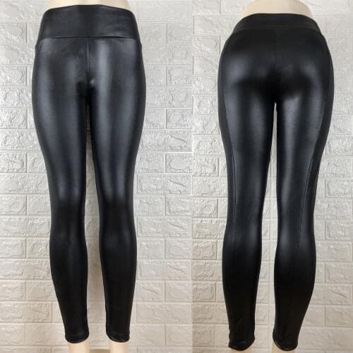 Womens High Waist Slim Stretch Wet Faux Leather Skinny Tight Pants Leggings USA