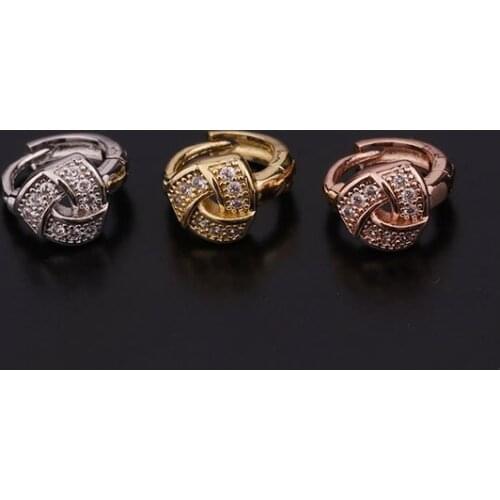 1 PCS Micro Pave CZ Twisted Circle Hoop Ear Bone Cuff Earring for Women Men Simple 8 mm Closed Round Copper Ear Clip Jewelry