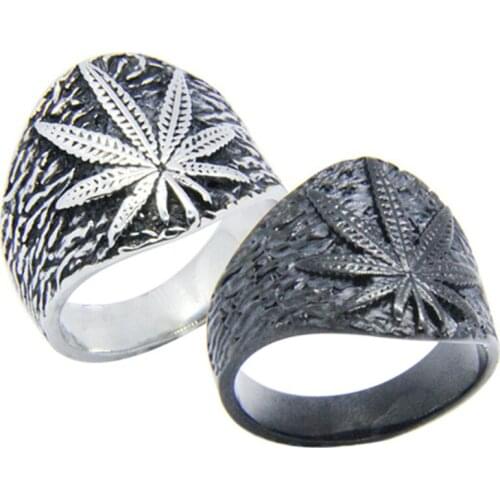 1pc New Design Leaf Ring 316L Stainless Steel Jewelry Band Party Men Boys Ring