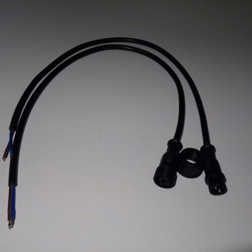 10 pairs/lot 2 Core BLACK Waterproof pigtail,50cm long each;male and female 13.5mm diameter;0.75mm*2 cable