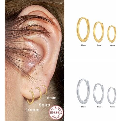 100% Real S925 Sterling Silver Jewerl Hoop Earrings For Women Girls Trendy O Shape Round Cirle Earring orecchini donna joyeria