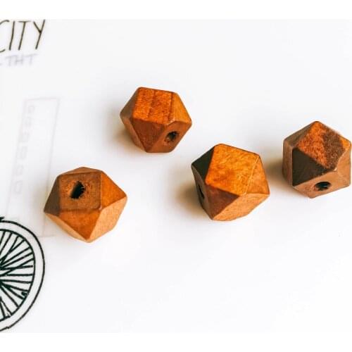 12mm Irregular Wooden Bronze Block Goods Beads Necklace Charms Pendant Accessories Jewelry Component Diy Material 30pcs