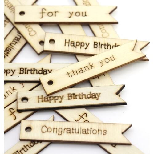 20Pcs Wooden Tags Thank You Label Pendants For Gifts Decoration Wooden Crafts DIY Letter Hanging Label Home/Wedding Decoration