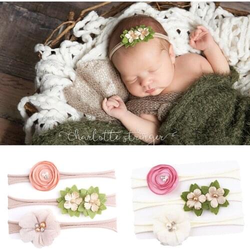 3PCS Toddler Girl Boys Kid Infant Flower Turban Elastic Headband Hairband Headwear