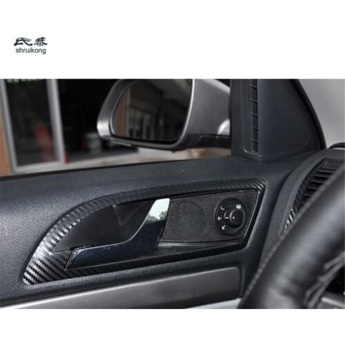 4pcs/lot carbon fiber car stickers of Inner door shake handshandle for 2007-2013 skoda Octavia A5 1Z3