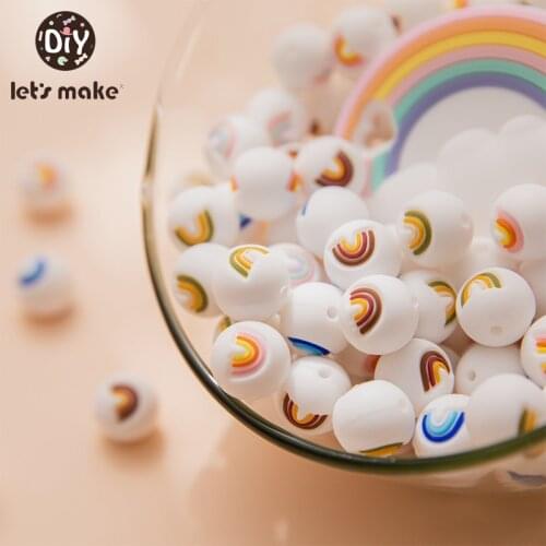 50pcs Rainbow Cloud Silicone Teether Beads BPA Free Baby Teether Rainbow Mini Cloud DIY Pacifier Chain Teething Rodent Baby Prod