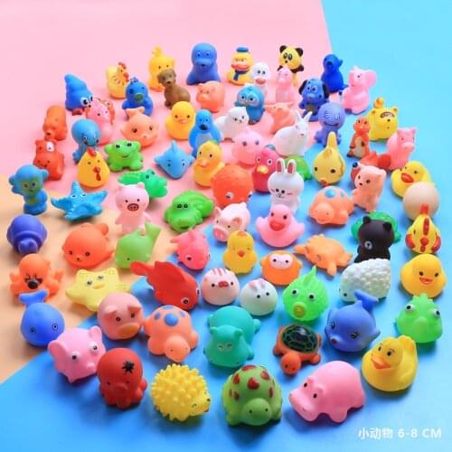 8-20Pcs Cute Animals Swimming Water Toys Colorful Soft Rubber Float Squeeze Sound Squeaky Bathing Toy For Baby Bath Toys
