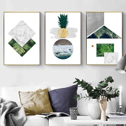 Abstract Geometric Pineapple Canvas Printings Paintings POP Posters and Prints Wall Pictures for Living Room Home Decorative