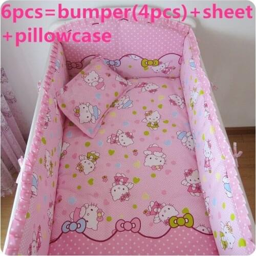 Promotion! 6/7PCS Cartoon Baby Bedding piece Set 100%Cotton crib set cot bedding set , 120*60/120*70cm