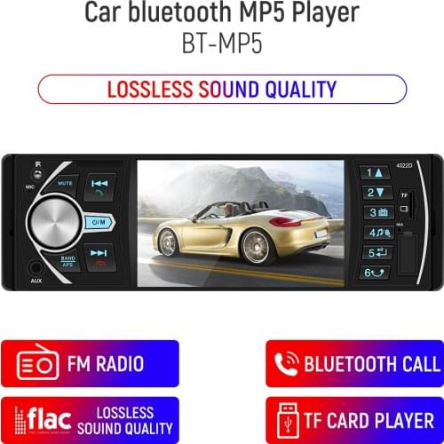 4022B Car MP5 Player 1 Din Android 4Inch Touch Screen Radio Audio Stereo Bluetooth Fast Charging AUX Multimedia Music System