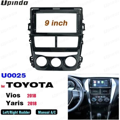 2 Din 9 Inchs Car Radio Installation DVD GPS Mp5 Plastic Fascia Panel Frame for Toyota Vios Yaris(Manual AC) 2018 Dash Mount Kit