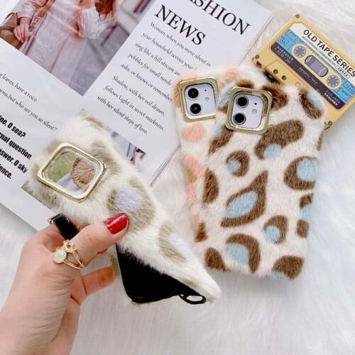 For Note20 Case Flocky Leopard Print Spots Cat Grain Silicone Plush Case for Samsung S20 S10 S8 S9 Plus Note9 Note10 Note20Ultra