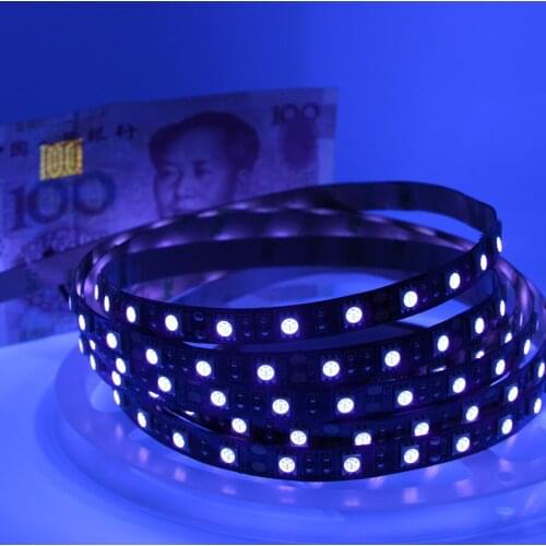 Black PCB 12V UV Led Strip light 395-405nm led strip black light 5050 SMD 60led/m Waterproof tape lamp for DJ Fluorescence party