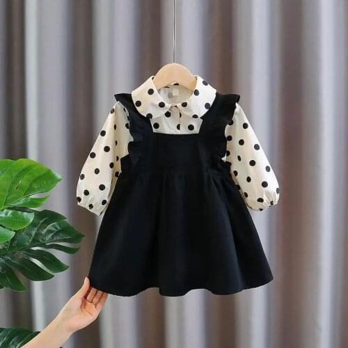 Kids Girls Clothes Sets New Children Fashion Dress Girl Baby Long-sleeved Dress Kid Skirt + Shirt Suit