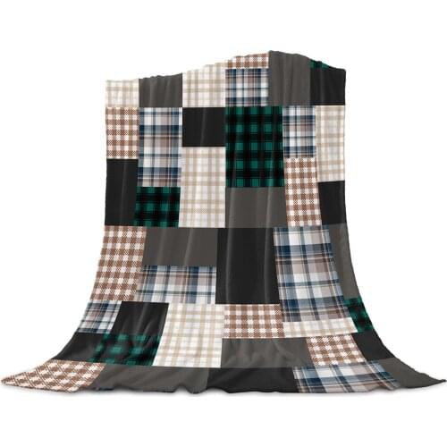 Buffalo Grid Texture Squares Throw Blanket Home Decoration Sofa Blanket Warm Microfiber Blankets for Bedroom