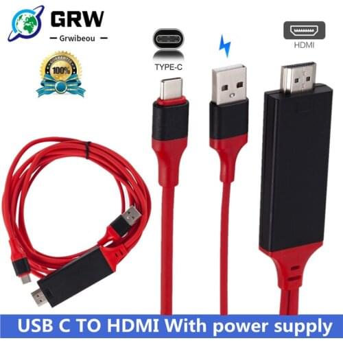 USB C to HDMI-compatible Cable USB 3.1 to HDMI-compatible 4K Adapter Cables for MacBook Samsung Galaxy S9/S8 Huawei USB-C Cable