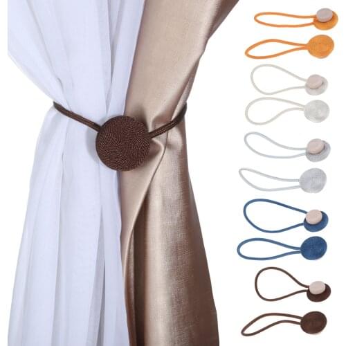 2pcs Hooks Magnetic Curtain Hand-Woven Tiebacks Holdbacks Drapery Tie-Backs Bedroom Living Room Curtain Decoration