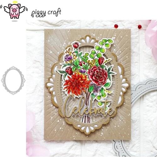 Piggy Craft metal cutting dies cut die mold Flower oval disk frame Scrapbook paper craft knife mould blade punch stencils dies