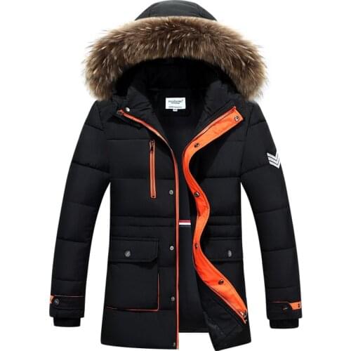 2019 New Mens Thick Solid Casual Winter Parkas Wide-Waisted With Fur Stand Collar Adjustable Waist Keep warm Mens Parkas