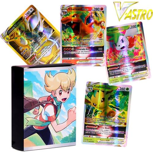 New Pokemon Shining Cards In Spanish GX VMAX V Trainer Energy Holographic Playing Cards Game Castellano Espanol Children Toy