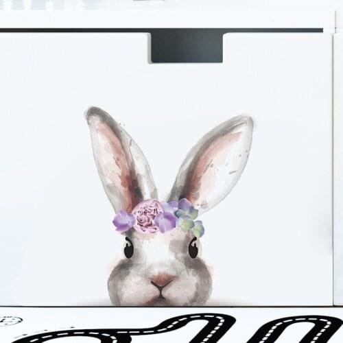 Cute Flower Bunny Wallpaper Childrens Bedroom Entrance Home Landscaping Decoration Removable Wall Sticker Self-Adhesive