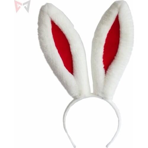 MMGG Lolita Red And White Rabbit Bunny Ears Hairhoop Headwear Cosplay Hand Work Custom Made For Halloween Game Party