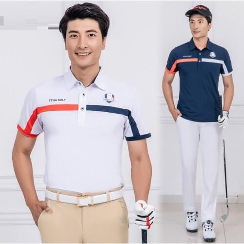 Pgm Mens Short Sleeve Golf Shirts Summer Muscle Sports Shirts Male Quick Dry Breathable Tennis Tops Golf Clothing D0653