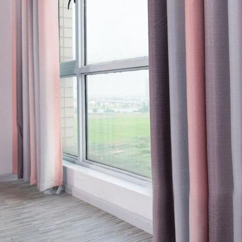 Simple Stripe Gradient Color Curtain Multi-size Bedroom Living Room Balcony Decorations Screening Perforated Curtains LBS