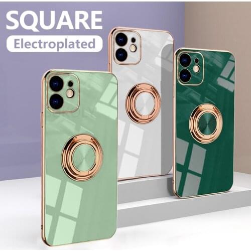 Luxury Phone Ring Case For iPhone 13 12 11 Pro XS MAX Mini SE 2020 8 7 Plus Slim Soft TPU Silicone Protective Stand Holder Cover