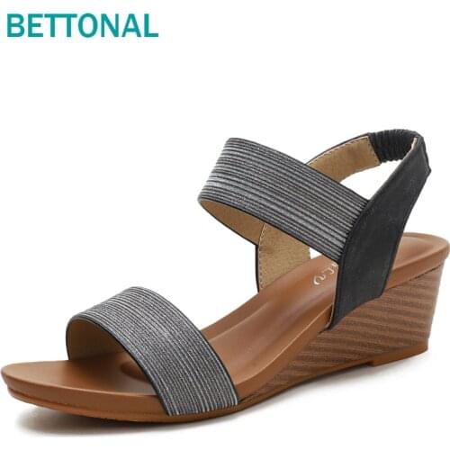 Gladiator Shiny Rhinestone wedge sandals women shoes for woman casual summer ladies sandles sandalias Comfortable big size 41 42