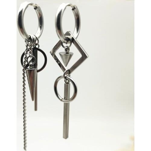 Punk Earring Mens Single Spike Stainless Steel Peace Stud Earring Guys Jewelry Rock Hip Hop Grunge Punk Dagger Ear Clip Unisex