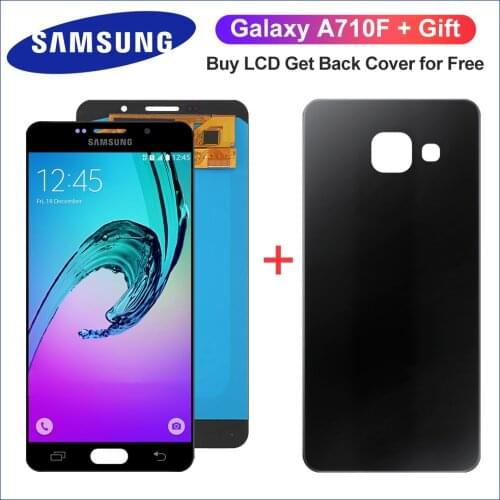 Super AMOLED For Samsung Galaxy A7 2016 A710 Display Touch Screen Digitizer Assembly+Battery Cover for A710F A710M A7100 LCD
