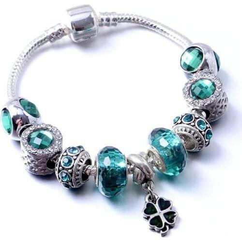 High quality charm bracelets Clover & glass bead jewelry bracelets & bangle 2020 berloque pulsera