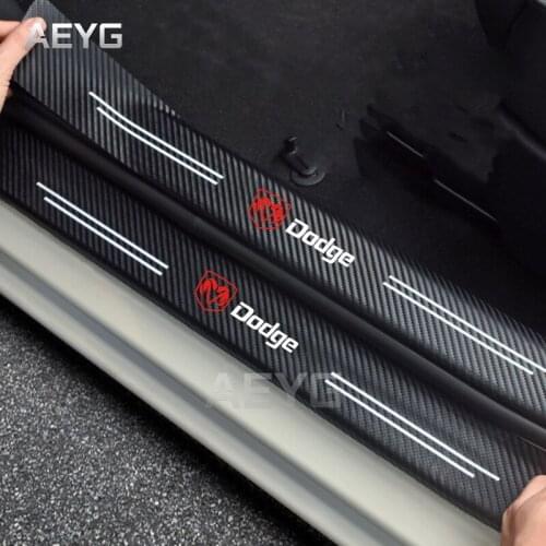 Carbon Fiber Car Door Sill Guard Protective Stickers For Dodge Journey Ram 1500 Challenger Caliber Nitro Charger Avenger Caravan
