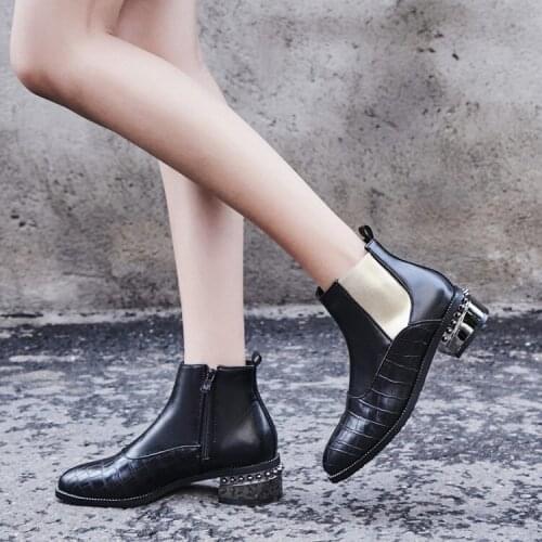 Oversized 9 10 -17 boots women shoes ankle boots for women ladies boots Matching color side zipper insert heel