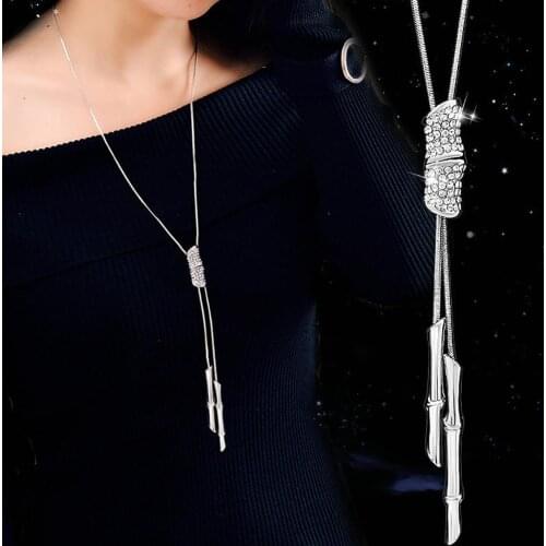Women Bamboo Knot Tassel Adjustable Pendant Necklaces Sweater Chain Jewelry new
