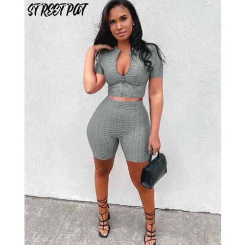 Casual Plaid 2 Two Piece Set Women Tracksuit 2021 Summer Crop Top+Biker Shorts Sets Elastic Sport Femme Outfits Streetwear