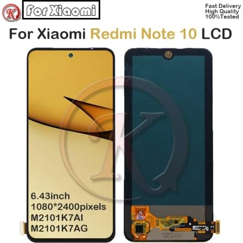 AMOLED For Xiaomi Redmi Note 10 LCD Display Touch Panel Screen Digitizer Assembly redmi note 10s M2101K7AI M2101K7AG Pantalla