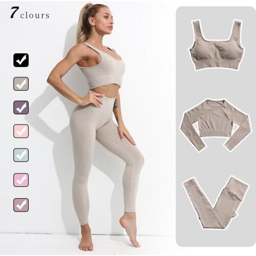 1Piece Seamless Women Sportswear Yoga Sets Workout Clothes Female Tracksuits Outfit Sports Gym Leggings Fitness Bra Top Shorts