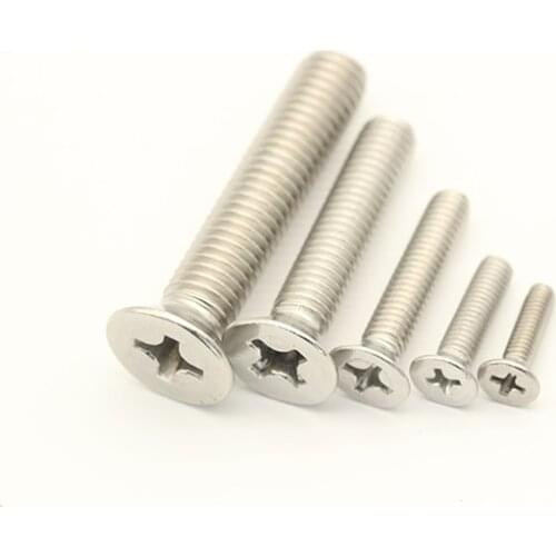 10/50pcs M3 M4 M5 M6 M8 304 Stainless steel Cross Phillips Flat Countersunk Head Screw Bolt Length 3-100mm